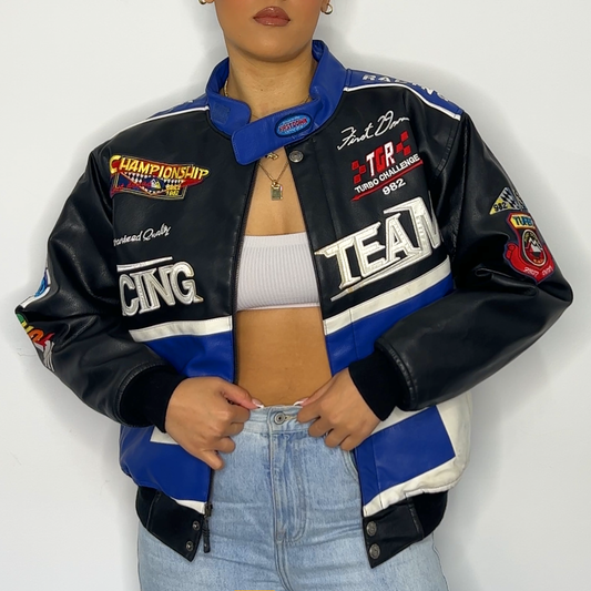 First Down Racing Leather Jacket