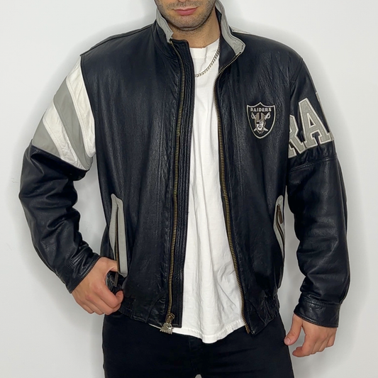 Raiders Leather Vertical Split Jacket