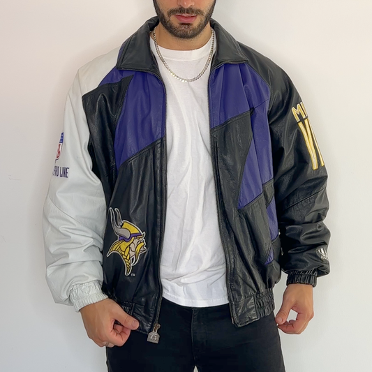 Minnesota Vikings Logo Athletic Leather Jacket