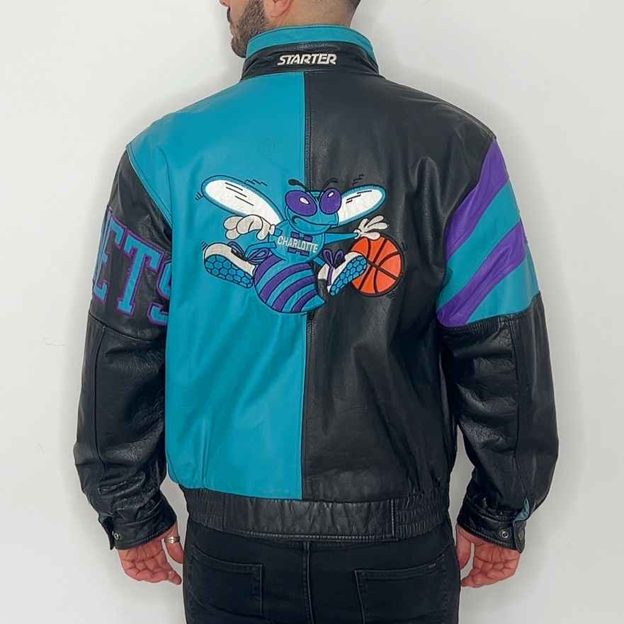 Charlotte Hornets Leather Vertical Split Jacket | Starter