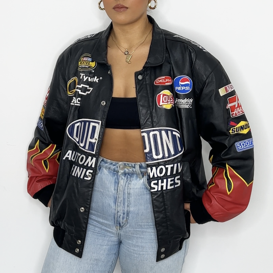 Dupont Flames Leather Nascar Jacket | Jeff Hamilton
