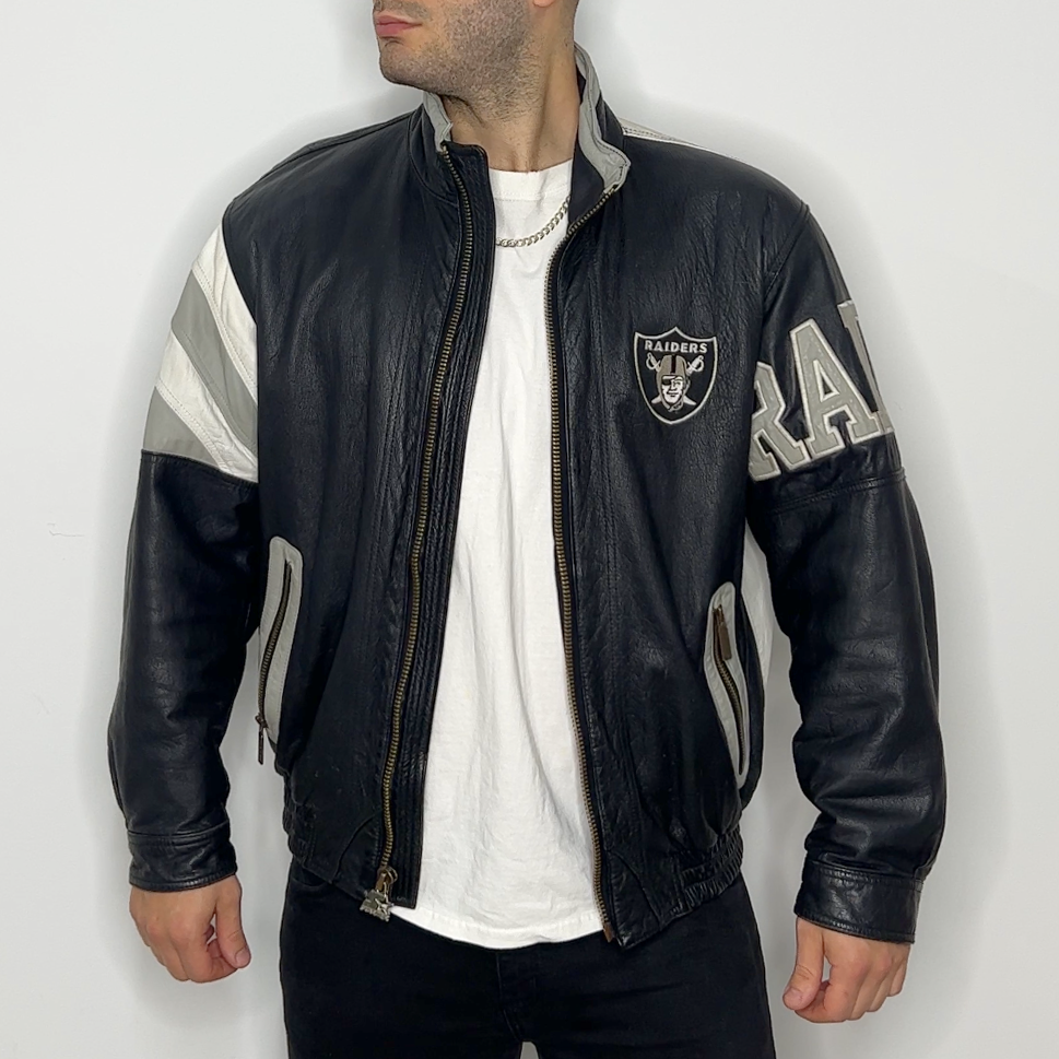 Raiders Leather Vertical Split Jacket