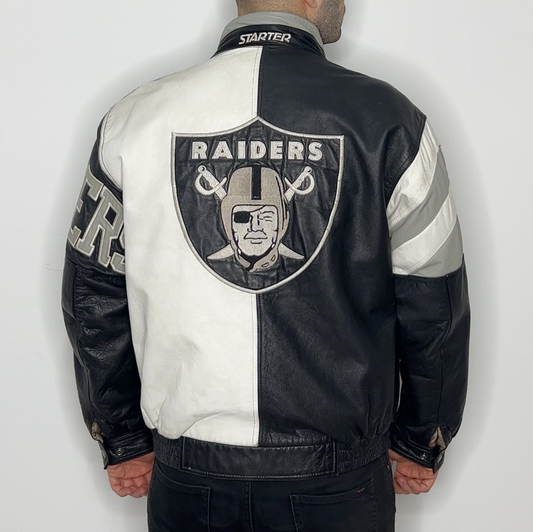 Raiders Leather Vertical Split Jacket