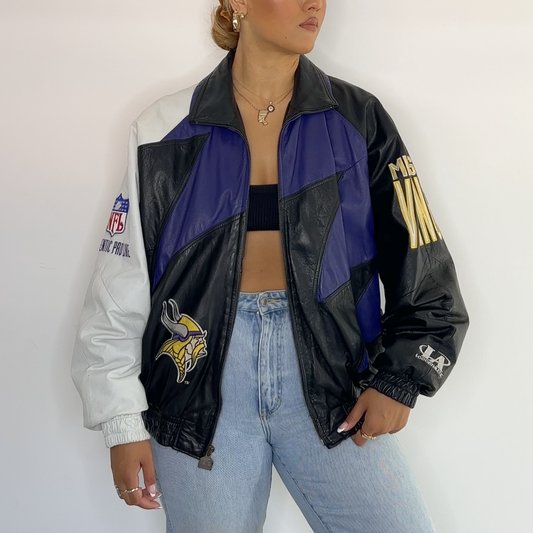 Minnesota Vikings Logo Athletic Leather Jacket