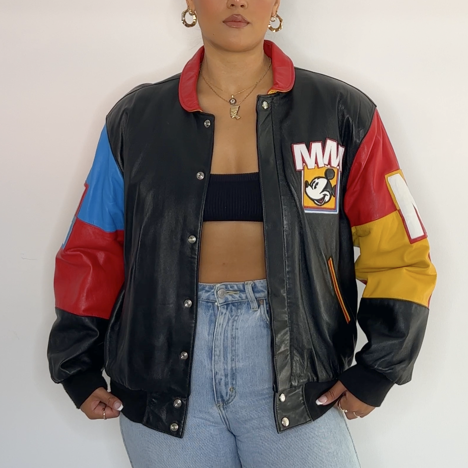 Vintage mickey 2025 mouse leather jacket
