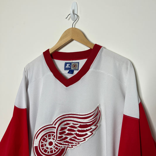 Detroit Red Wings Vintage 90s Starter Hockey Jersey White and Red Unif